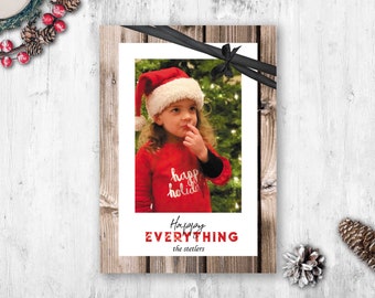 Simple Photo Christmas Cards, Photo Holiday Cards, Printed Photo Christmas Cards, Bow Photo Christmas Cards, Single Photo, Happy Everything