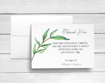 Funeral Thank You Cards, Sympathy Acknowledgement Cards, Bereavement Cards, Sympathy Thank Yous, Funeral Cards, Personalized Funeral Cards