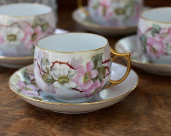 Five Hand Painted Teacup Set