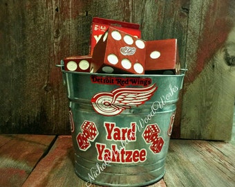 Detroit Red Wings Yard Yahtzee Yardzee lawn games dice Yahtzee yard games Outdoor games lawn dice Yard yahtzee Farkle red wings back yard