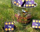 Minnesota Vikings yard Yahtzee Yard Farkle Yardzee lawn games dice Yahtzee yard game Outdoor games lawn dice Yard yahtzee dice NFL Vikings