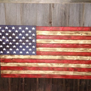 Wood American Flag red white and blue USA stars and stripes old Glory rustic furniture rustic American Flag America wood flag image 2