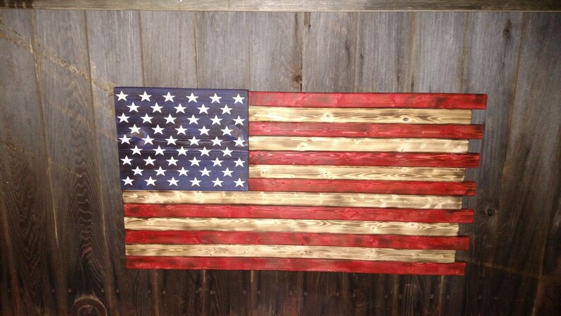 Wood American Flag red white and blue USA stars and stripes old Glory rustic furniture rustic American Flag America wood flag image 2