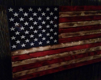 Wood American Flag red white and blue USA stars and stripes old Glory rustic furniture rustic American Flag America wood flag