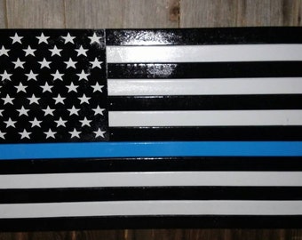 Thin blue line flag law enforcement American Flag rustic flag USA old Glory red white blue rustic furniture America stars and stripes