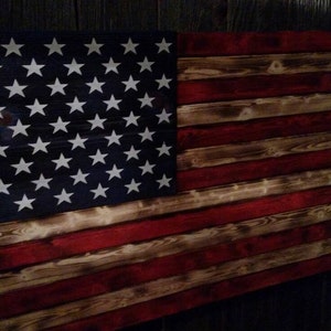 Wood American Flag red white and blue USA stars and stripes old Glory rustic furniture rustic American Flag America wood flag image 3