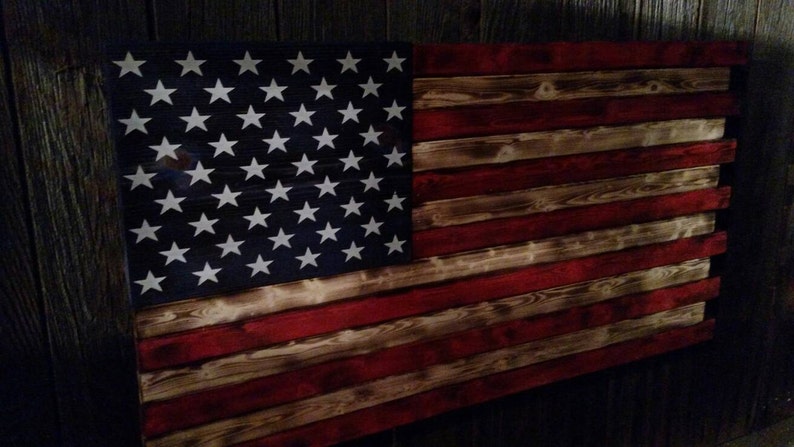 Wood American Flag red white and blue USA stars and stripes old Glory rustic furniture rustic American Flag America wood flag image 3