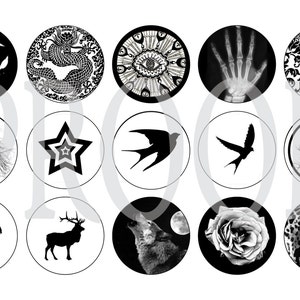 Hoja de imagen de tapa de botella digital - Silueta - 1 pulgada Collage digital - Descarga instantánea