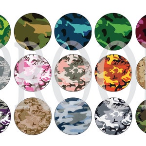 Digital Bottle Cap Image Sheet - Camo - 1 Inch Digital Collage - Instant Download