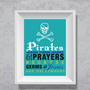 8 x 10 inch Christian Pirate Print - Children Bathroom Decor (digital file)