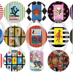 Digital Bottle Cap Image Sheet - Loteria - Bingo - 1 Inch Digital Collage - Instant Download