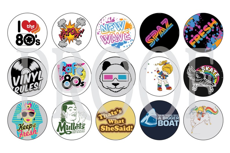 Digital Bottle Cap Image Sheet - Retro 80s - 1 Inch Digital Collage ...