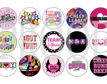 Digital Bottle Cap Image Sheet - Cheerleading - 1 Inch Digital Collage - Instant Download