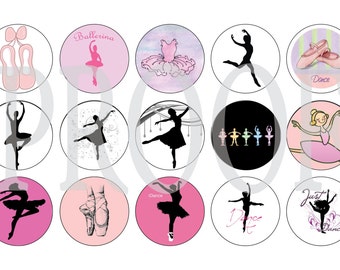 Digital Bottle Cap Image Sheet - Ballerina - 1 Zoll Digitale Collage - Instant Download