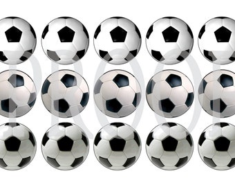 Digital Bottle Cap Image Sheet - Balón de fútbol - Collage digital de 1 pulgada - Descarga instantánea
