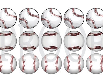 Digital Bottle Cap Image Sheet -  Baseball Softball - 1 Inch Digital Collage - Instant Download