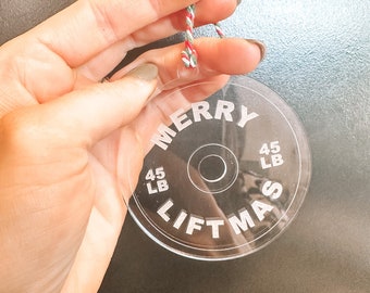 Merry Liftmas Weight Ornament | Gym Gift | Weightlifting Ornament | Crossfit Gifts | Secret Santa for Gym Friend | Gym Ornament | Crossfit