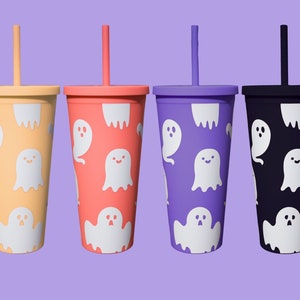 Cute Halloween Ghosts Tumbler | Cute Halloween Cup | Large Iced Coffee Cup | Reusable Cold Cup | 22oz | Personalized Gift