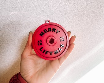 Merry Liftmas Weight Ornament | Gym Gift | Weightlifting Ornament | Crossfit Gifts | Secret Santa for Gym Friend | Gym Ornament | Crossfit