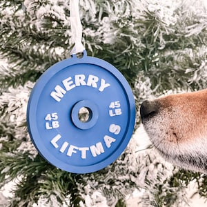 Merry Liftmas | Gym Gift | Barbell Ornament | Weight Plate Christmas Ornament | Crossfit Gift | Secret Santa for Gym Friend | Fitness Gifts