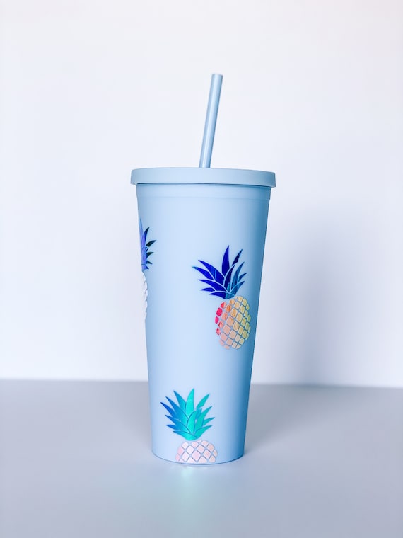 Pineapple Custom Insulated Tumbler Large Iced Coffee Cup With Straw  Reusable Cold Cup Tropical Print Tumbler Gift for Best Friend 