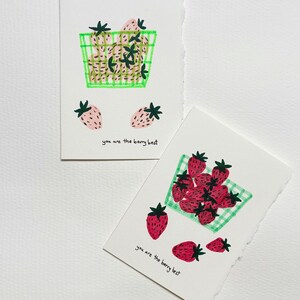 Carte de remerciement aux fraises / Carte Bestie