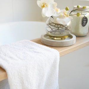 Bath Tray, Bath Caddy made from Solid French Oak Bath Shelf Display Board Custom Made Bath Decor Natural Finish image 1