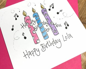 The  candles are ready for Happy Birthday Card - Watercolour Original - Personalised Free - Lockdown Birthday -Special birthday