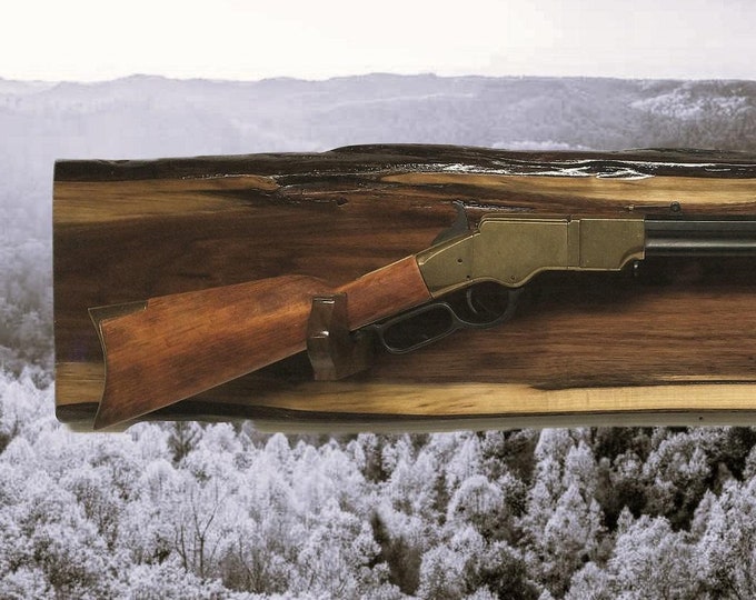 Rustic Live Edge Lever Action Stunning Black Walnut Rack for Rifle Display - A Perfect Gift for Collectors