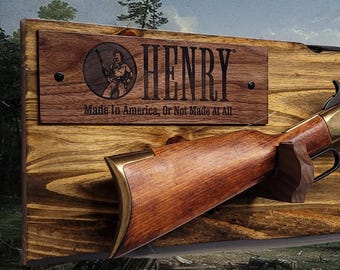 Rustic Lever Action Faux Live Edge Knotty Pine Henry Gun Rack Collector Gift