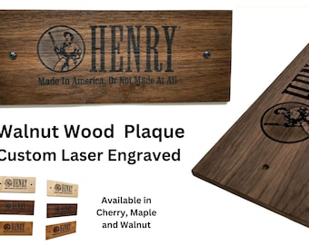 Henry Gun Rifle Plaque Pyrography Wood Burned Rustic Walnut Ranch Cowboy Decor Gift
