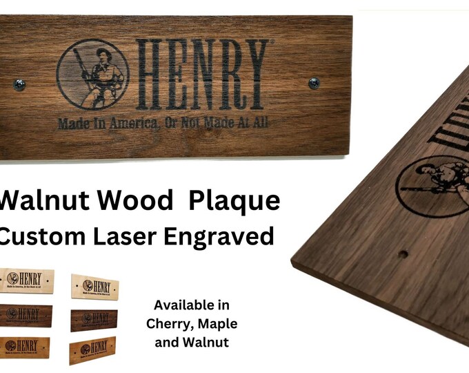 Henry Gun Rifle Plaque Pyrography Wood Burned Rustic Walnut Ranch Cowboy Decor Gift