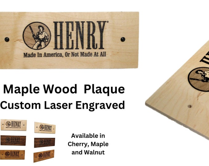 Rustic Maple Henry Gun Rifle Plaque Pyrography Wood Burned Ranch Cowboy Decor Gift