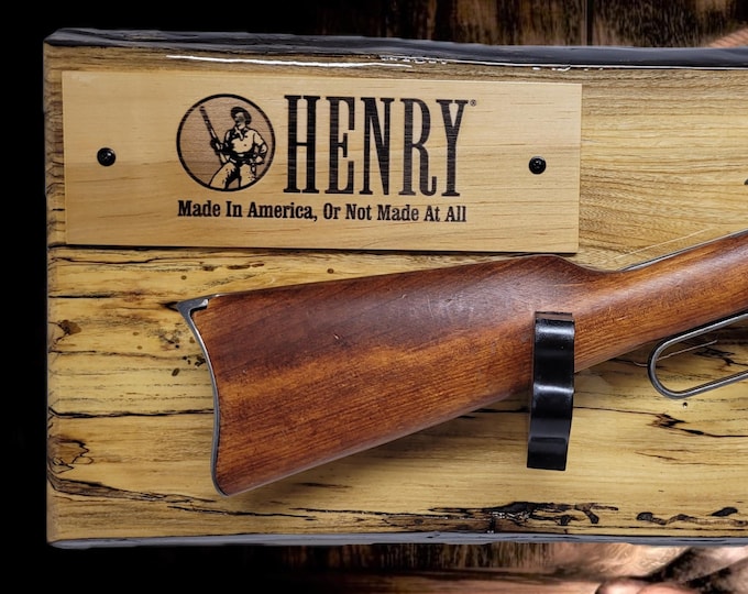 Rustic Live Edge Spalted Maple Lever Action Henry Gun Rack Collectors Display