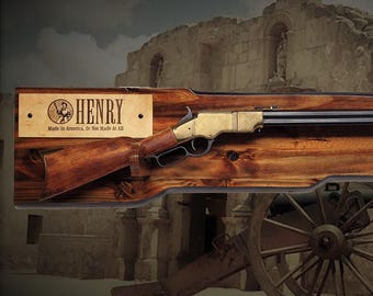 Lever Action Rustic Faux Live Edge Knotty Pine Henry Gun Rack Collector Gift