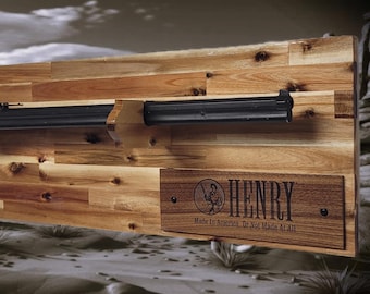 Traditional Lever Action Henry Rifle Display Cabin Acacia Décor Collectors Gift
