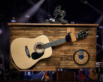 Unique Acoustical Guitar Wall Shelf Clock Display Music Autographed Signed  Collectors Gift