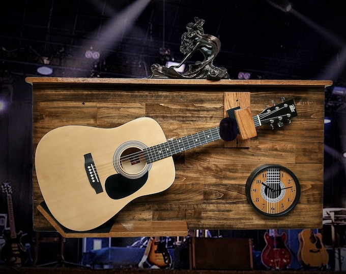 Unique Acoustical Guitar Wall Shelf Clock Display Music Autographed Signed  Collectors Gift