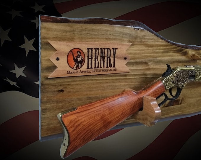 Rustic Gun Rack Henry Lever Action Rifle Display Imitation Live Edge