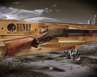 Traditional Lever Action Henry Rifle Display Cabin Acacia Décor Collectors Gift