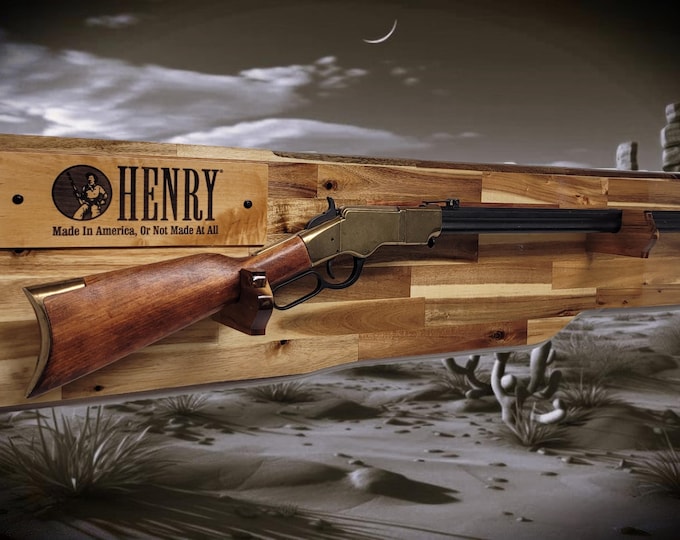 Traditional Lever Action Henry Rifle Display Cabin Acacia Décor Collectors Gift