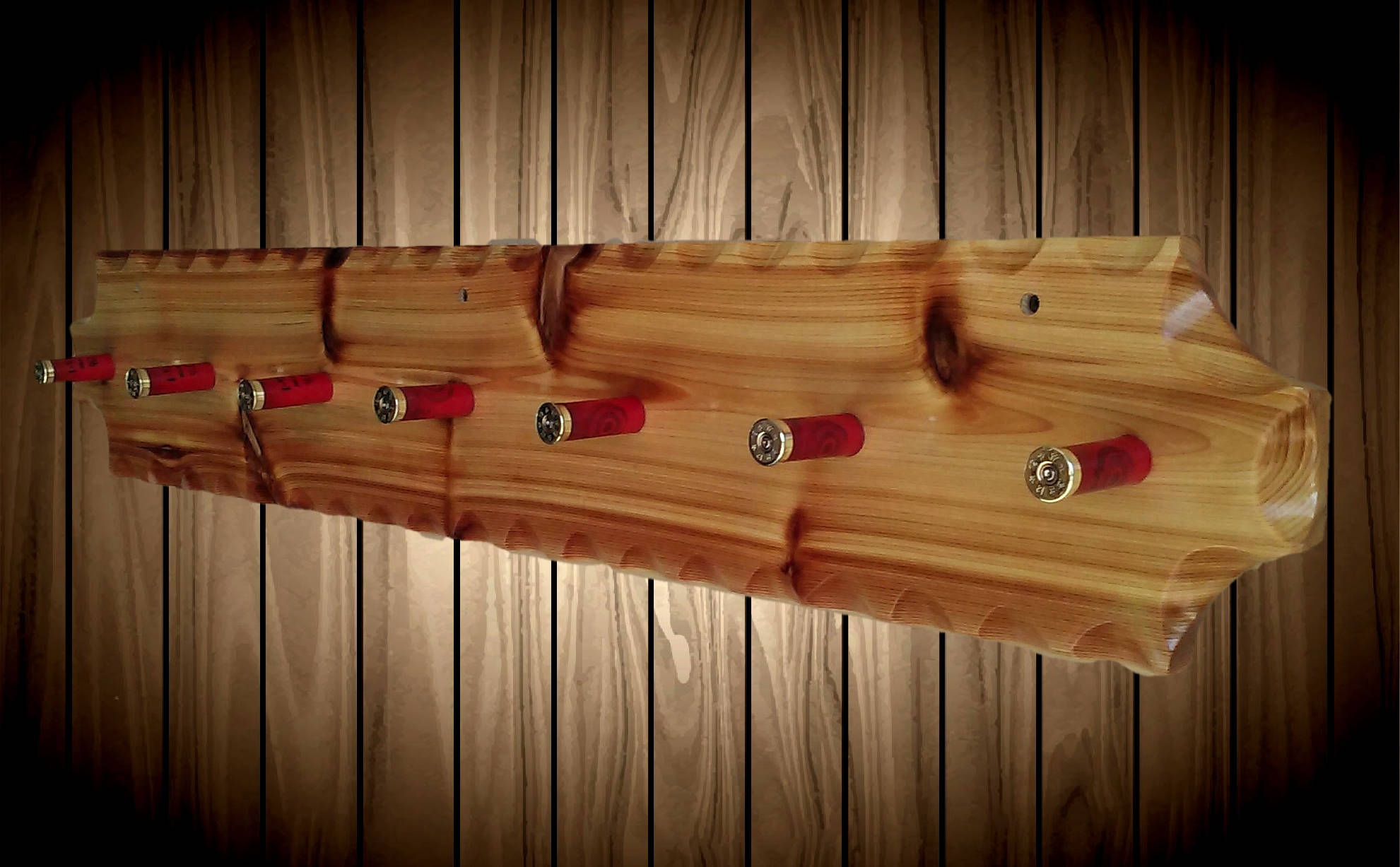 Rustic Wood Entryway Shotgun Shell Hat Coat Rack Western ...