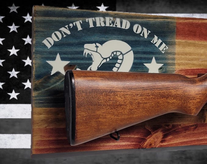 Rustic Old Glory Don't Tread On Me M1 Garand Display Faux Live Edge Knotty Pine Cabin Décor Collectors Gift