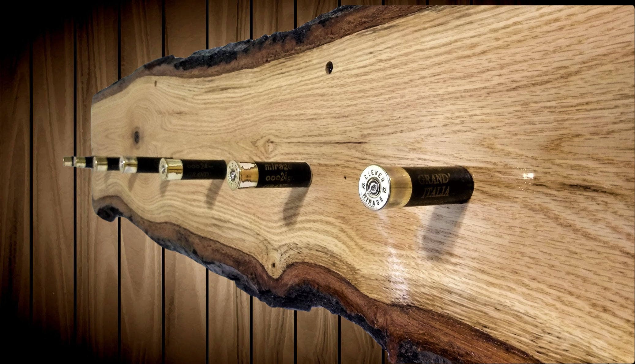 Rustic Wall Hat Coat Key Rack Live Edge Oak Clock 7 