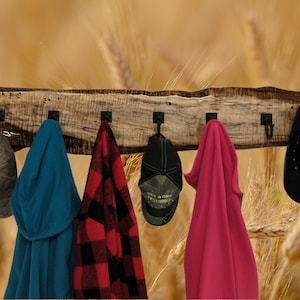 Very Rustic Live Edge Spalted Maple Coat Rack With 7 Contemporary Coat Hooks Gift