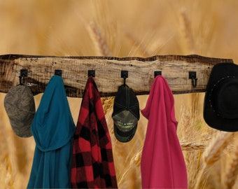 Very Rustic Live Edge Spalted Maple Coat Rack With 7 Contemporary Coat Hooks Gift