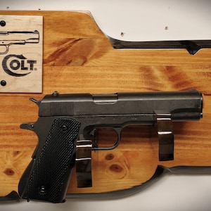 Rustic Knotty Pine 1911 Government Colt 45 Wall Mount Display Collectors Gift