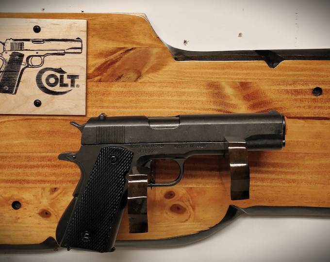 Rustic Knotty Pine 1911 Government Colt 45 Wall Mount Display Collectors Gift