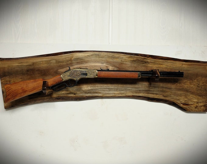 Rustic Unique Beautiful Live Edge Walnut Lever Action Rack Rifle Display Collectors Gift
