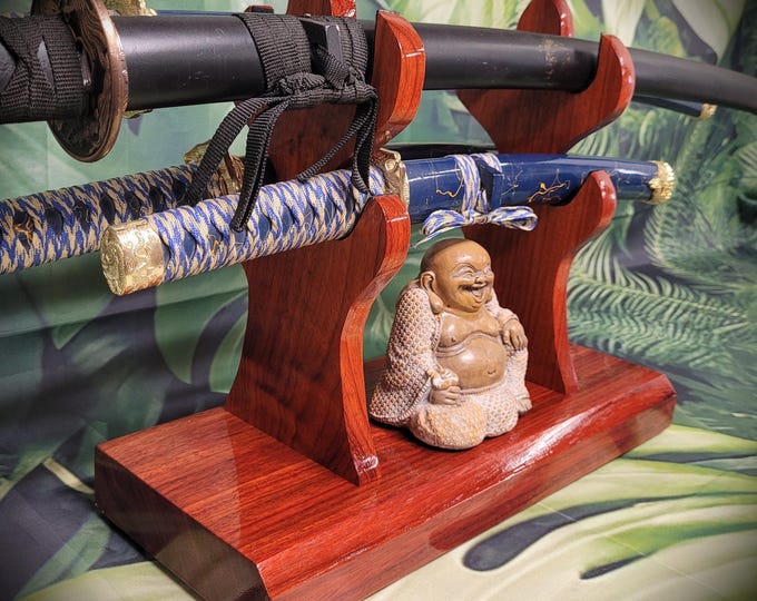 Exotic Padauk Samurai Sword Stand: Unique 4-Tier Katana Display